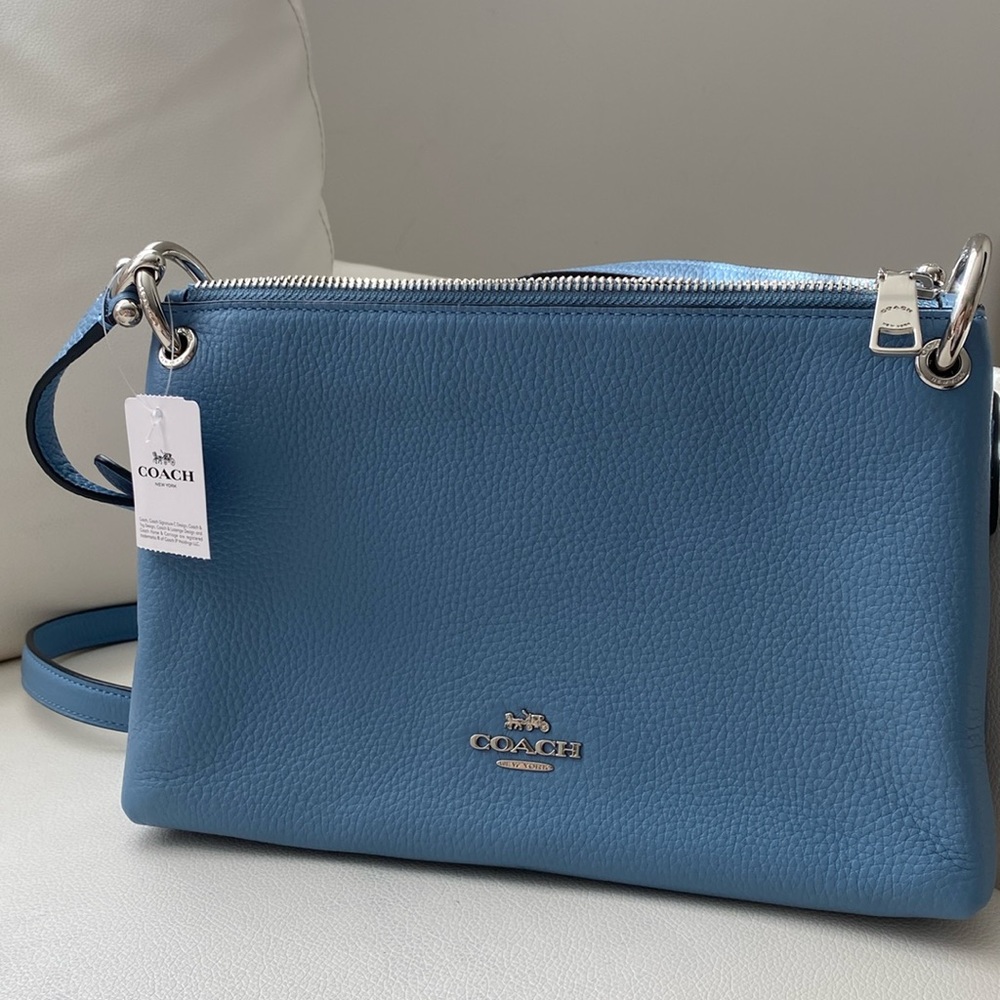 COACH Blue Leather Bag with Silver Details